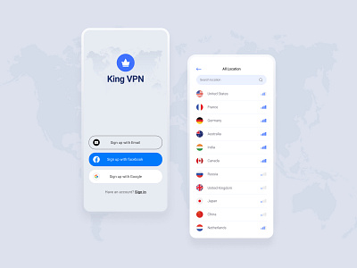 King VPN App Concept design figma ui