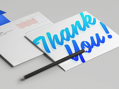 Thank You! Postcard blue nav postcard print thank you typography