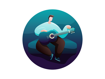 Guitar blue design flat guitar illustration illustrator vector