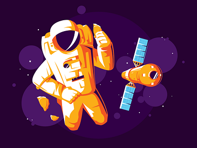 Pierogi can into Space affinity affinitydesigner astronaut cosmonaut design designer flat flat design food illustration orange pierogi space spaceship vector white