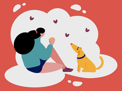 Girl and Dog design dog flat girls illustration pet