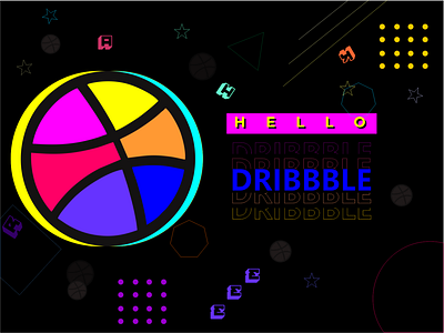Hello Dribbble Mode Dark design dribbble dribbble invite hellodribbble illustraion invitation invite typography