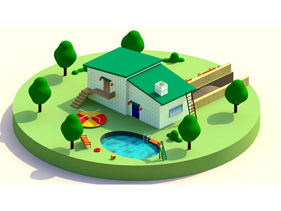 My cute world animation art bench branding design grass house lamp mobile motion pool print product design tree ui ux web window wood