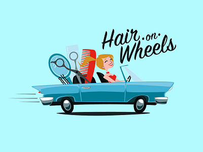 Hair On Wheels beauty cosmetology identity logo