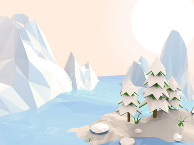 Iceland low poly practice c4d cinema4d ice iceland low poly lowpoly