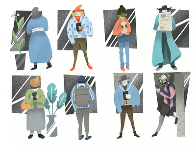 Character Design apparel character flat illustraion man motion people illustration procreate roles subway tutorial video woman