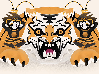 Tiger & Wukong illustration illustrator mokey monkeyking procreate tiger wukong