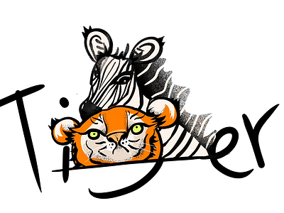 Tiger & Zebra animal art branding character design flat horse illustrator motion motion design poster procreate stripe tiger ui ux vector yellow zebra