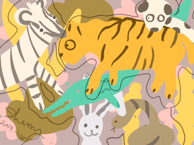 Lazaza animation cartoon cat character dog doge illustration motion nature procreate rabbit snake tiger tutorial zoo