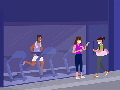 Gym coronavirus covid covid 19 fitness fitness center gym illustration jotform pandemic personal trainer runner storefront street treadmill workout