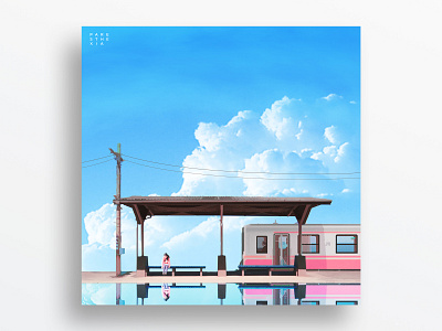 drifting album art album cover album cover design anime cover art digital art environment design illustration japanese art kawaii mangaart photoshop scenery trains