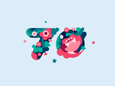 70 birthday design flower graphics illustration