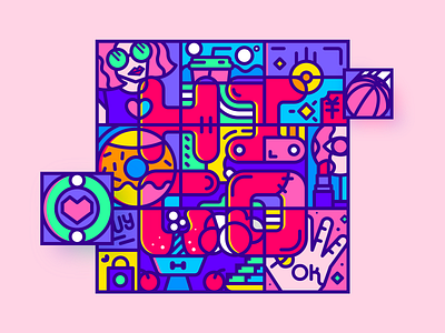 HIGO color fun illustration letter shopping vector