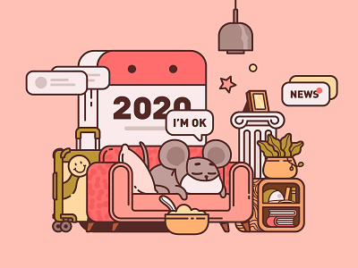 2020_cold 2020 cold illustration mouse stay at home