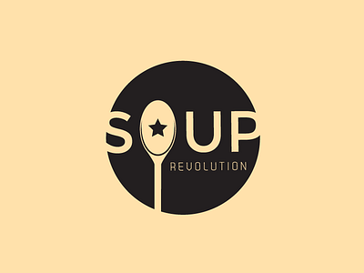Soup Revolution Logo Design badge brand design food label logo product soup spoon star