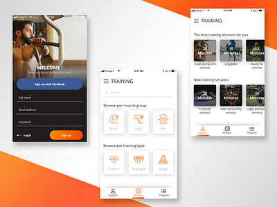 Fitness app mockup