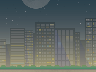 City Skyline 2 buildings city design graphic design illustration light moon night stars vector