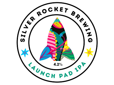 Silver Rocket Brewing colourful craft beer craft beer label design eye catching illustration logo nature