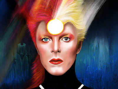 Think Like Bowie art bowie colourful eye catching illustration portrait