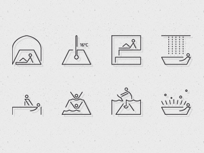 Series of pictograms for Spa related activities aqua gym bath hydromassage icon line massage picto pictogram sauna spa