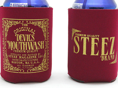 'Devil's Mouthwash' Koozie beer koozie branding product design steez magazine vintage