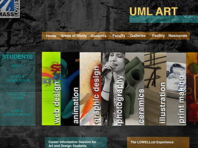 UMass Lowell's Art Dept Website Redesign uml art dept web design website redesign