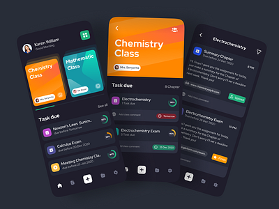 Classroom - Mobile App adobe xd app app design colorful dark app dark ui design elegant figma mobile product prototyping shoot simple sketch ui ui design uiux ux ux design