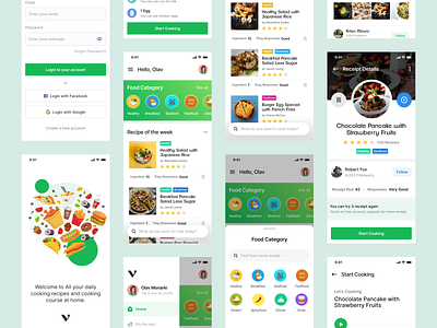 Food Recipe - Mobile Apps (Rebound) adobe xd apps clean colourful design figma flat fun graphic design green minimalist mobile apps recipe shoot simple sketch ui uiux ux uxui