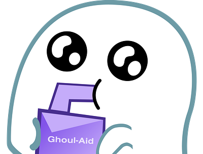 Ghould-Aid Ghost badge design emoji ghost illustration vector