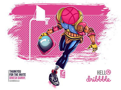 Hello Dribbble art comic design digital drawing dribbble dribbble ball illustration machine robot shot