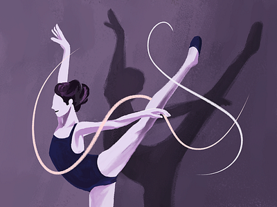 Ballet digital draft dribbble illustration kimjin mixed media painting