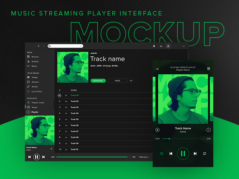 Free Streaming Music Mockup by Jack Miller on Dribbble
