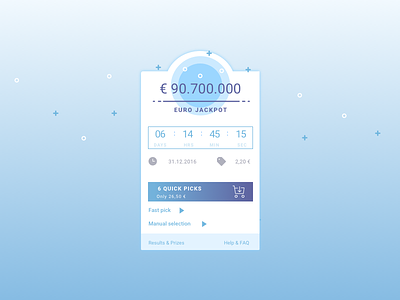 Lottery card countdown design flat game icons interface lottery mobile quick pick shopping cart ui web