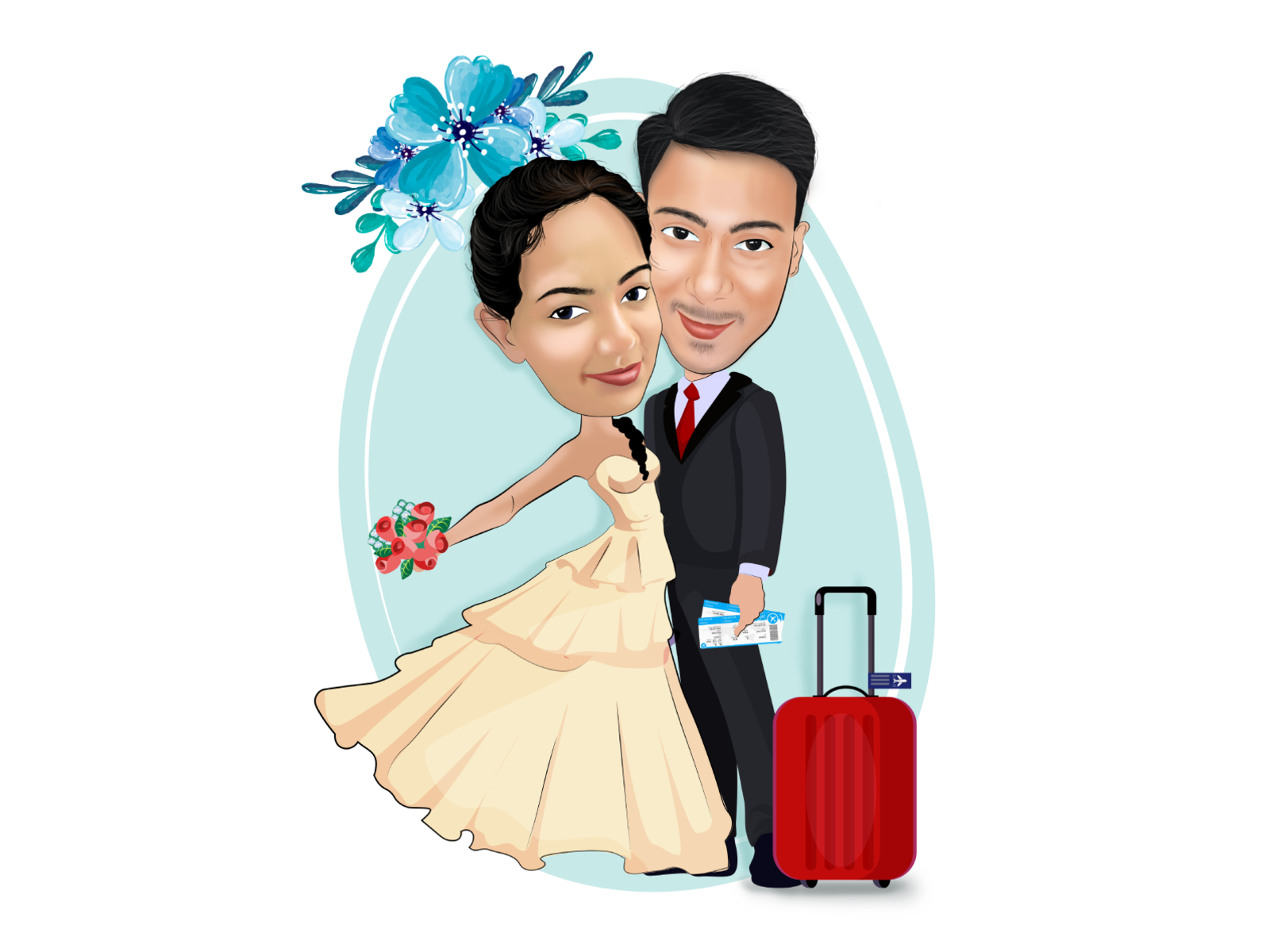Caricature of couples caricature design illustration invitation photoshop wedding