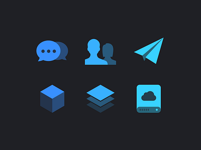 Big Icons chat cloud conversation cube drive hard drive icon navigation paper plane people pixel perfect stack