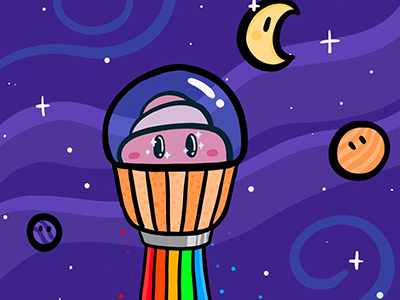 Cupcake In Space colors cupcake cute kawaii rainbow space vector