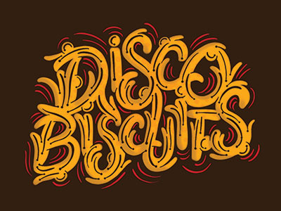 Disco Biscuits cursive hand lettering handcraft lettering vector