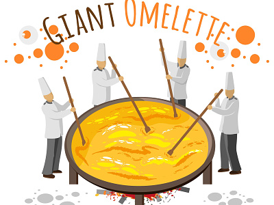 Giant Omelette Celebration большой омлет повара праздник сковорода на костре яйцо