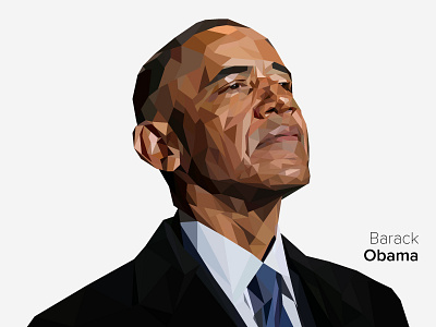 Low Poly- Barack Obama first shoot graphic design illistration low poly portrait
