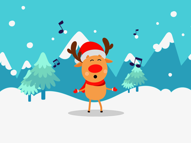 Christmas Reindeer 2d animation carol christmas christmas gift gif illustration reindeer singing vector