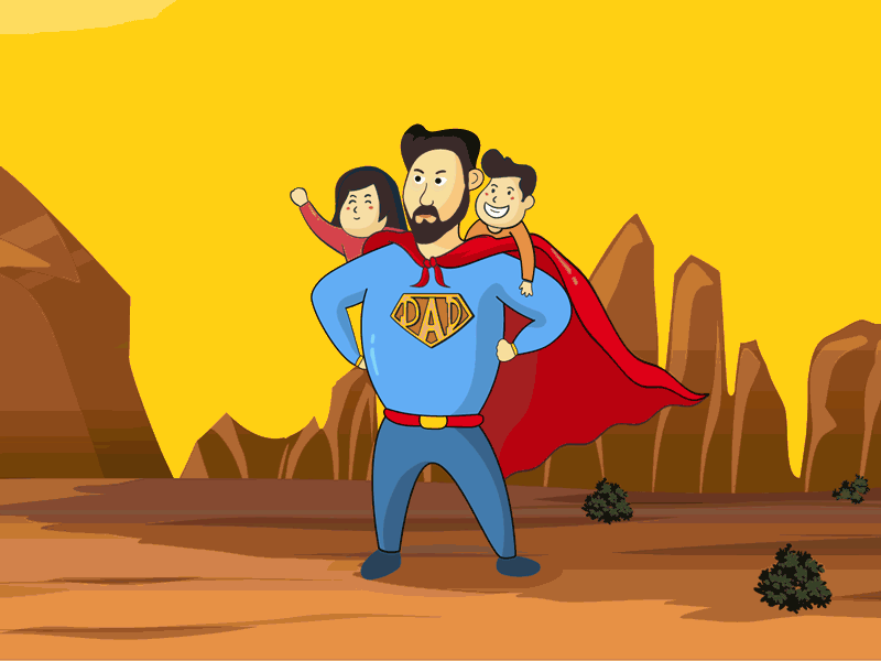 Super Dad 2d animation fathers day gif illustration super dad super dad gif superman vector