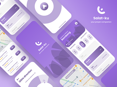 Salat-ku Mobile App Concept app art design flat icon logo minimal mooslem pray salat typography ui ux