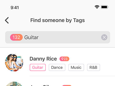 Find Someone By Tags 3x app ui