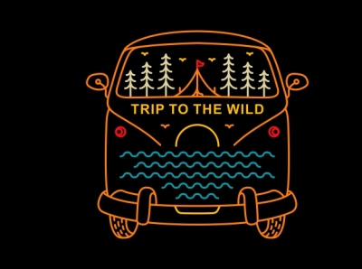 Trip to The Wild T-Shirt adventure apparel beach camping holiday journey monoline mountain nation park nature outdoors outline summer tattoo travel trip tropical tshirt vacation van