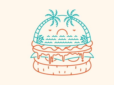 Beach Burger T-Shirt apparel beach burger burger addict burger lover cheeseburger fast food food hamburger holiday junk food monoline nature outline summer tattoo tropical tshirt vacation