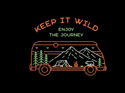 Keep It Wild 3 T-Shirt adeventure apparel camper van camping cars hiking holiday monoline mountain national park nature outdoors outline tattoo travel tshirt van wanderlust wildlife