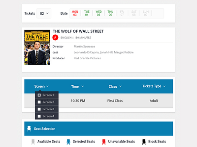 Dashboard Movie Booking clean dashboard design flat movie ticket ui