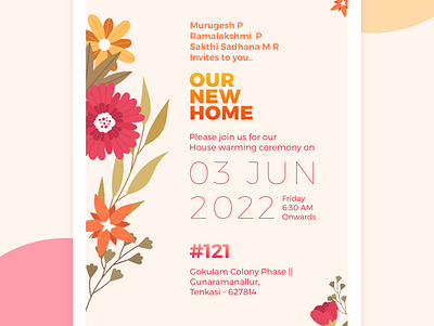Housewarming e-card branding design e card floral housewarming illustration mrss