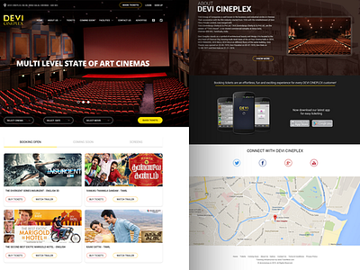 Cinemas Website cinemas design flat interface movie responsive theatres tickets ui website