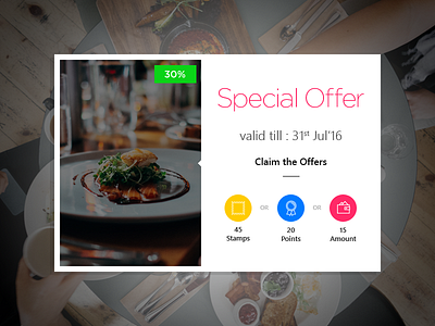 Earn Rewards claim clean dashboard design flat food offer points popup rewards ui ux